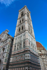 florence cathedral st peters basilica di santa maria del fiore with bell tower, Italy