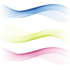 Set of abstract color wave. Color smoke wave. Transparent color wave. Blue, pink, orange, red color. Wavy design.