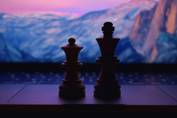 Chess King and Queen Silhouette