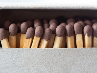 The open box with matches closeup