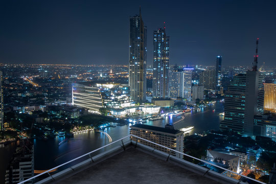 Open space balcony with Bangkok cityscape skyline view background. Stock  Photo | Adobe Stock