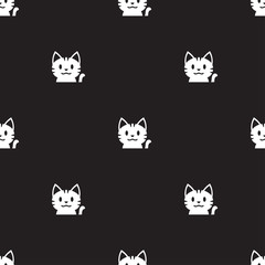 Vector cartoon cute white tabby cat seamless pattern background for design.
