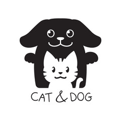 Vector illustration cartoon of cat and dog on white background for design.