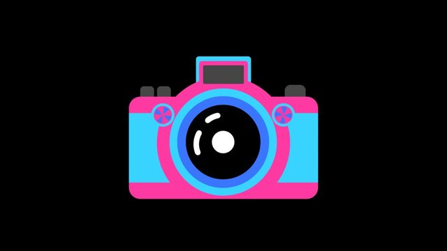 Camera Travel Adventure icon Line Drawing Animation Transparent Vector Motion Graphics Loop