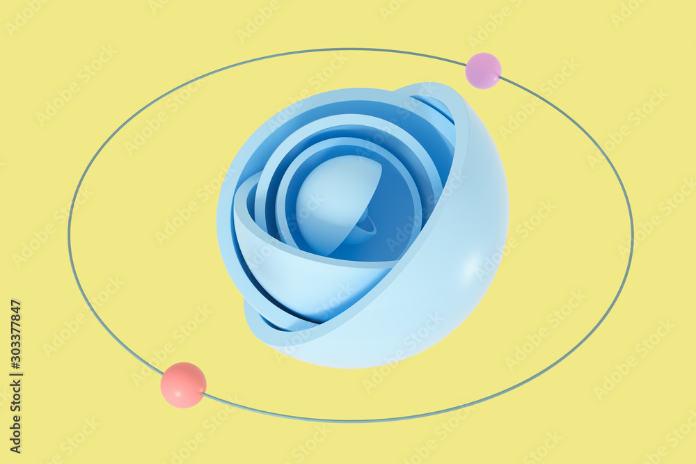 Poster abstract round hemisphere element background, 3d rendering.