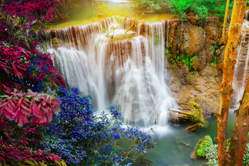 Fototapeta na wymiar Beautiful waterfall in deep forest