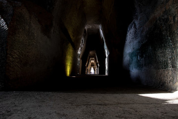 Bacoli, Naples. 20 September 2019. The entrance to the famous cave of the Cumaean Sibyl, the...