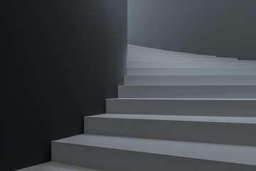 Round staircase, uptrend conceptual background, 3d rendering.