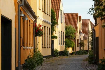 Fototapete Rund Street in Dragor with Yellow Houses © Mickan