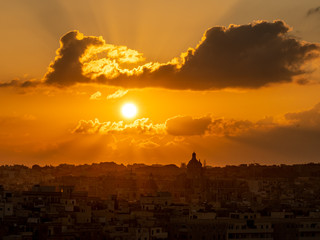 view on the old city center of valetta on malta island