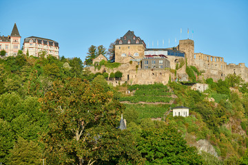 Fototapeta na wymiar Rheinfels Castle at Rhine Valley (Rhine Gorge) in Sankt Goar, Germany