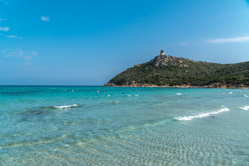 One of the beaches of Villasimius, Sardinia. The tropical island in the sea