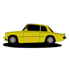 Classic car yelow vector illustration isolated