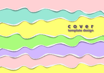 Bright background of colored pieces of paper torn around the edges. Creative abstract waves. Template for your design.