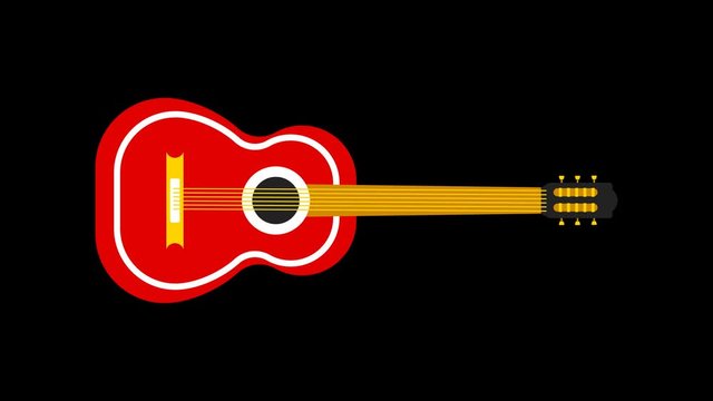 Guitar Animated Travel Adventure icon Line Drawing Animation Transparent Vector Motion Graphics Loop