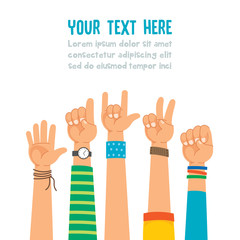 Raised Hands Of Happy People Celebrating