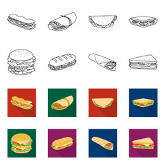 Vector illustration of dinner and cuisine icon. Set of dinner and breakfast vector icon for stock.