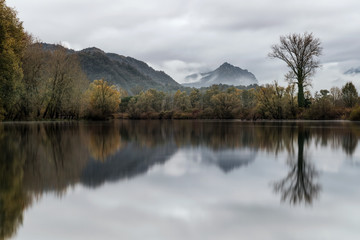 Foggy morning, Italy landscape