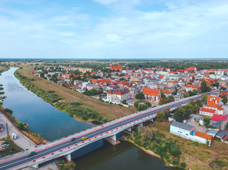 Fototapeta na wymiar Flying over Srem, Poland. Summer 2019