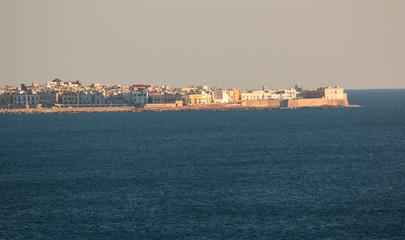Panoramic view of gallipoli, a village near ionian sea, Apulia, Salento, Italy