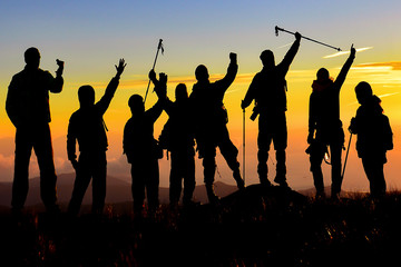 Fototapeta na wymiar great mountaineering activity and wonderful team