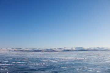 Naklejka na ściany i meble Ice of Lake Baikal. Winter landscape