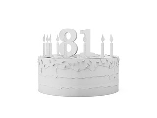 White Papercraft Birtday Cake number 81