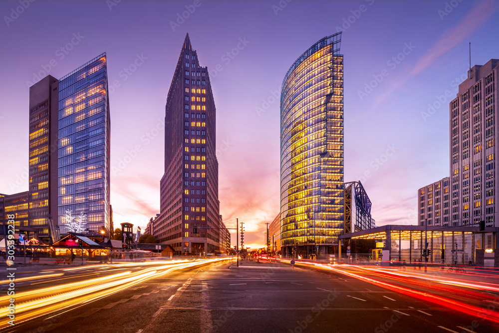 Wall mural potsdamer platz at sunset, berlin