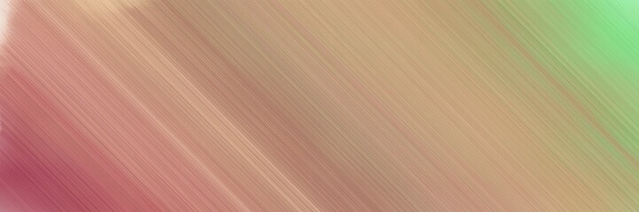 abstract colorful horizontal presentation banner background material with diagonal lines and rosy brown, moderate red and light green colors and space for text and image