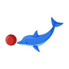 Dolphin with ball vector icon.Cartoon vector icon isolated on white background dolphin with ball .