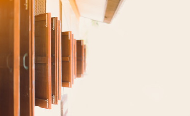 Old wooden window at school in Thailand. - Image