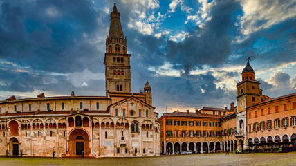 Fototapeta na wymiar Piazza Grande is the main square of Modena, located in the historic center of the city.
