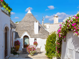 View of typical Trulli house in Alberobello, Apulia, Italy.