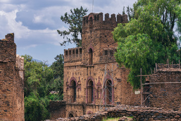 Fototapeta na wymiar Fasil Ghebbi, castle in Gondar, Ethipia Heritage