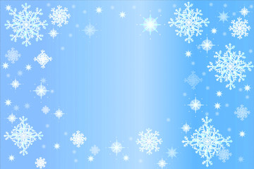 Naklejka na ściany i meble 雪の結晶フレーム – 青、水色、背景、雪片