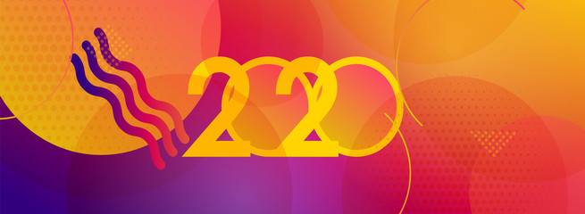 Happy New Year 2020 Logo Text Design. Vector Template Design Illustration for Cover of business diary for 2020 with wishes. Isolated on white background. Logo numbers red 2020 and place for text.