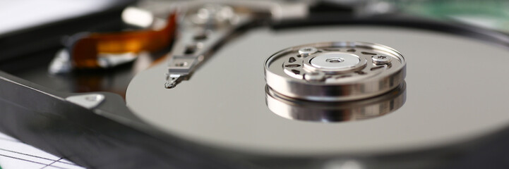 Hard drive from computer or laptop lies on the table
