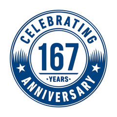 167 years anniversary celebration logo template. Vector and illustration.