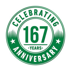 167 years anniversary celebration logo template. Vector and illustration.