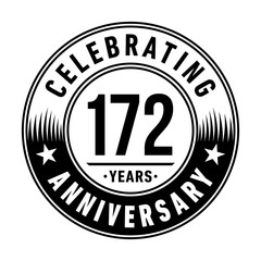172 years anniversary celebration logo template. Vector and illustration.
