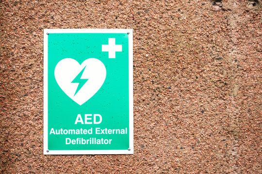 Defibrillator external automated AED sign UK