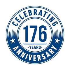 176 years anniversary celebration logo template. Vector and illustration.