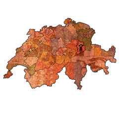 flag of Glarus canton on map of switzerland