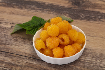 Sweet ripe tasty yellow raspberry