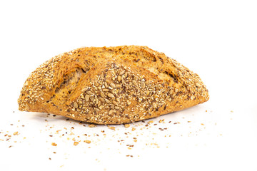 Fresh Homemade bread grain diet for health food from natural flour, good for everyone's breakfast on a white background.