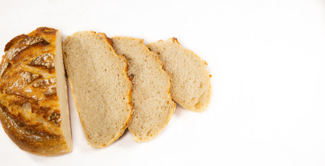 Fresh Homemade bread food from natural flour, good for everyone's breakfast on a white background..