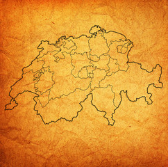 territories of cantons on map of switzerland