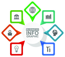 Business diagram, vector circular infographic template, web presentation in 7 options