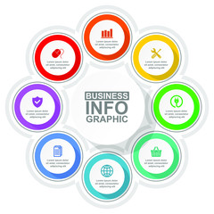 Business diagram, vector circular infographic template, web presentation in 8 options