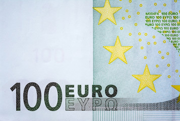 100 Euro banknote close-up macro texture background